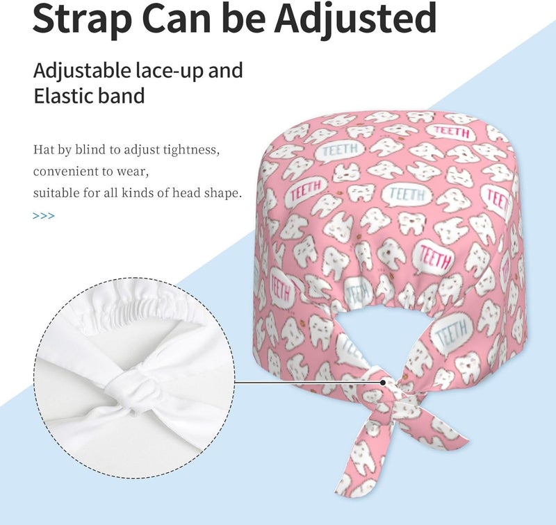 MOLIAN Dental Tooth Care Scrub Caps with Sweatband Adjustable Working Cap Surgical Headgear for Women Men - Image 5
